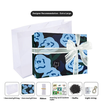 Artistic Blue Floral Gift Box – Thoughtfully Wrap Your Gifts, Create Unforgettable Moments