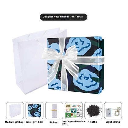 Artistic Blue Floral Gift Box – Thoughtfully Wrap Your Gifts, Create Unforgettable Moments