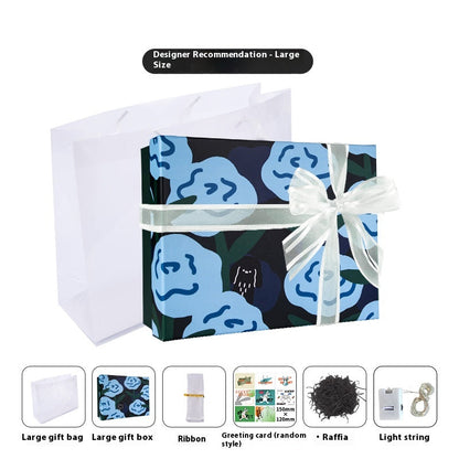 Artistic Blue Floral Gift Box – Thoughtfully Wrap Your Gifts, Create Unforgettable Moments