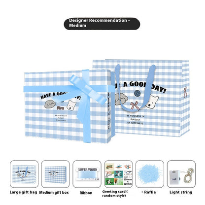 Blue Gingham Artistic Gift Box – Spreading Happiness and Joy with Simple Design to Brighten Special Moments