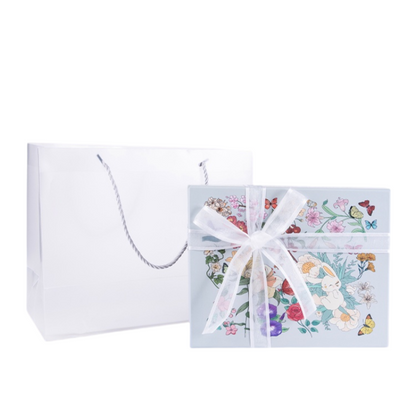 Artistic Garden Gift Box - A Dreamy Encounter of Flowers, Butterflies, and a Bunny, Adding Whimsy and Poetry to Every Gift