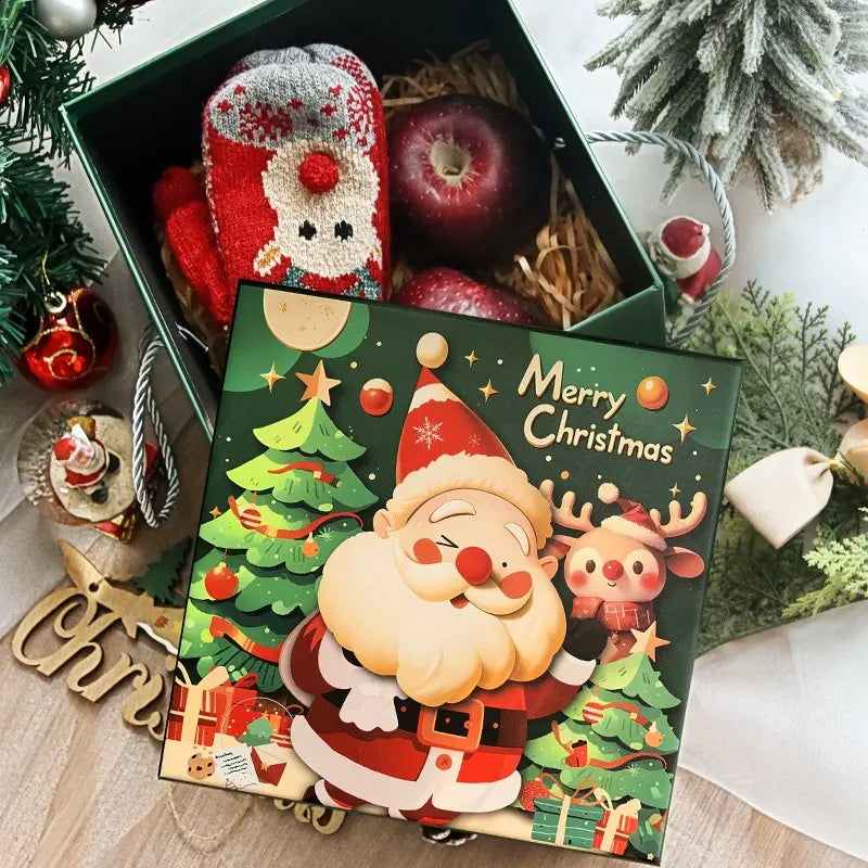 Christmas-Themed Gift Box - Featuring a Heartwarming Santa Design, Bringing Joy and Holiday Blessings to Your Gifts